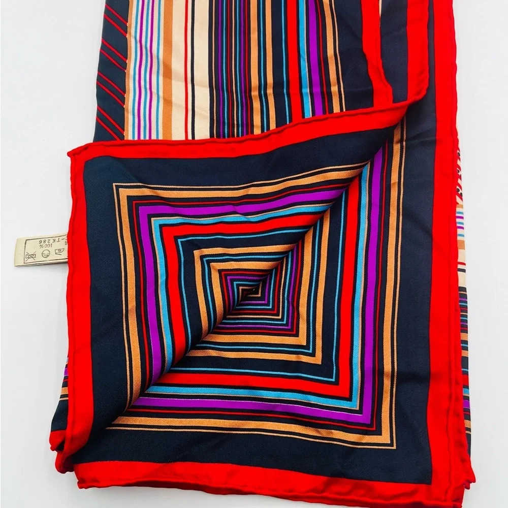Dior Vintage Multicolor Striped Silk Scarf